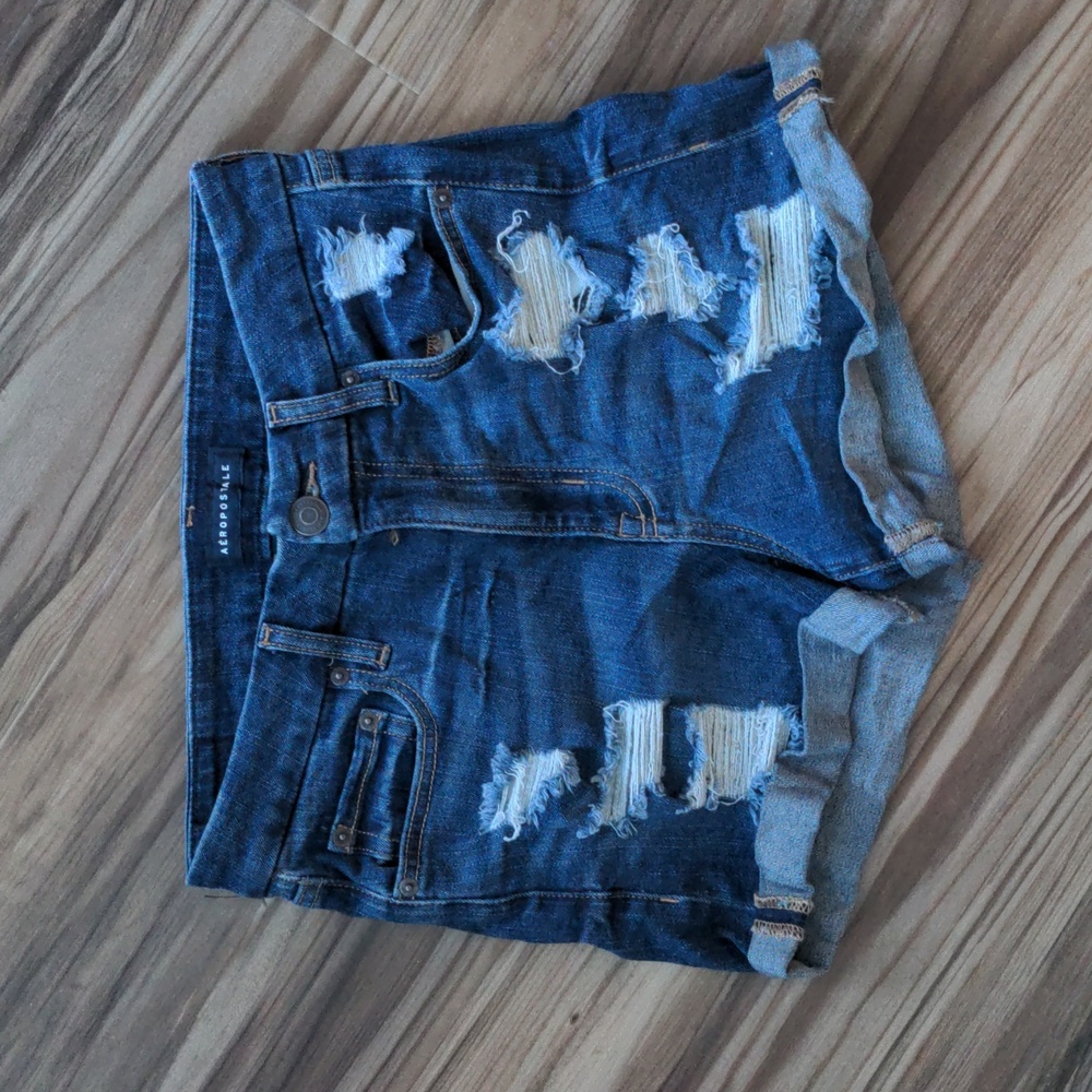 Aeropostale High Rise Curvy Midi Denim Shorts
